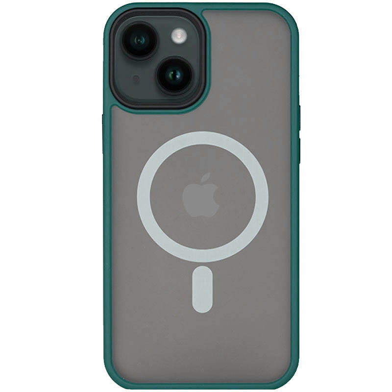 TPU+PC чохол Metal Buttons with Magnetic Fit для Apple iPhone 14 / 13 (6.1") Зелений / Dark Green