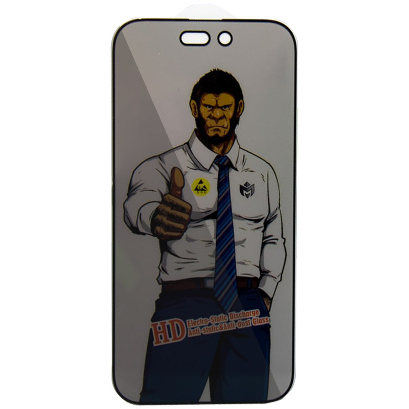Захисне скло Privacy 5D Anti-Static (тех.пак) для Apple iPhone 13 / 13 Pro / 14 / 16e /17e (6.1") Чорний