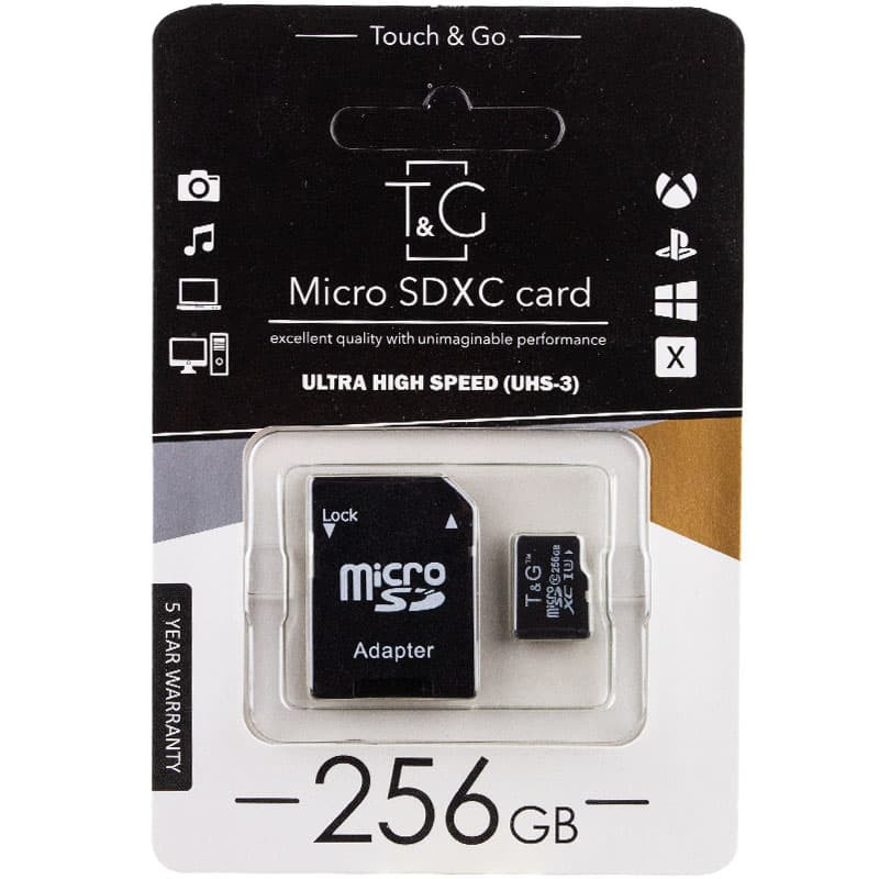 Карта пам'яті T&G (UHS-3) microSDXC Class 10 - 256GB (з адаптером) Чорний