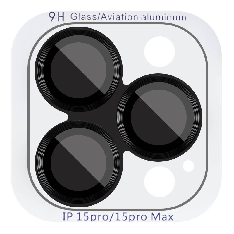 Захисне скло Metal Classic на камеру (у упак.) для Apple iPhone 15 Pro (6.1") / 15 Pro Max (6.7") Чорний / Midnight