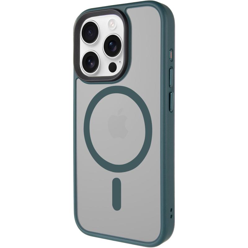 TPU+PC чохол Metal Buttons with Magnetic Fit для Apple iPhone 15 Pro (6.1") Зелений / Dark Green