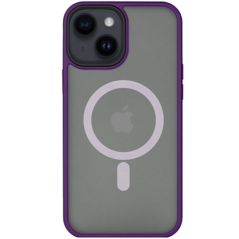 TPU+PC чохол Metal Buttons with Magnetic Fit для Apple iPhone 14 / 13 (6.1") Темно-фіолетовий / Dark Purple