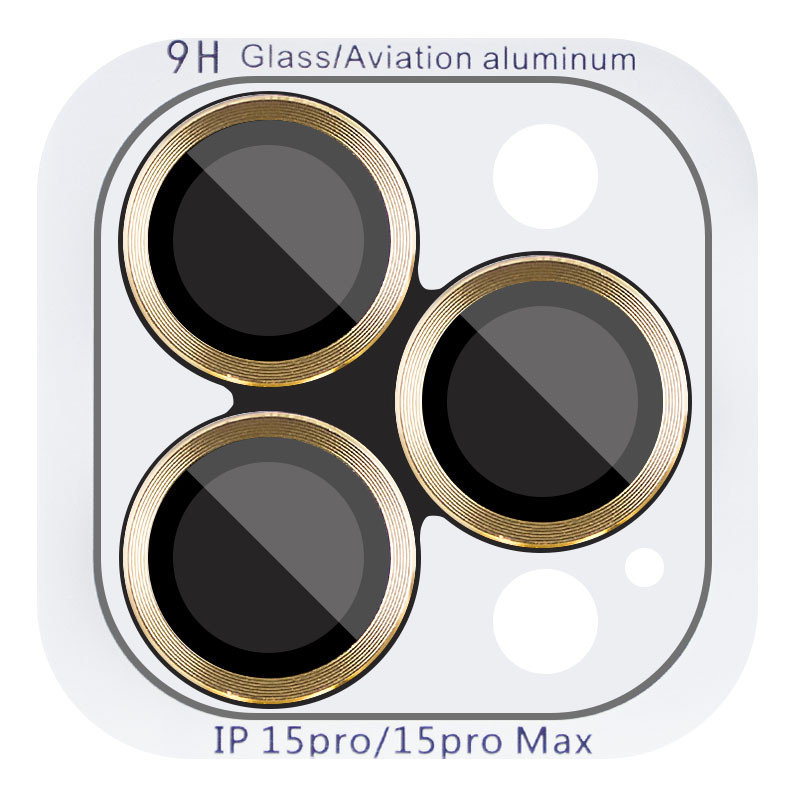 Захисне скло Metal Classic на камеру (у упак.) для Apple iPhone 15 Pro (6.1") / 15 Pro Max (6.7") Золотий / Gold