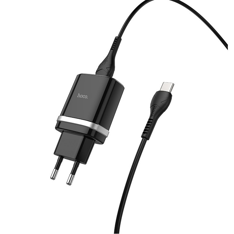МЗП Hoco C12Q Smart QC3.0 3A (1USB-A) + кабель USB to Type-C Чорний