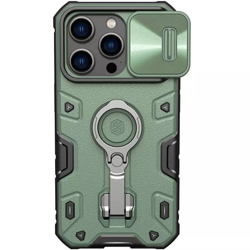 TPU+PC чохол Nillkin CamShield Armor Pro no logo (шторка на камеру) для Apple iPhone 14 Pro (6.1") Зелений