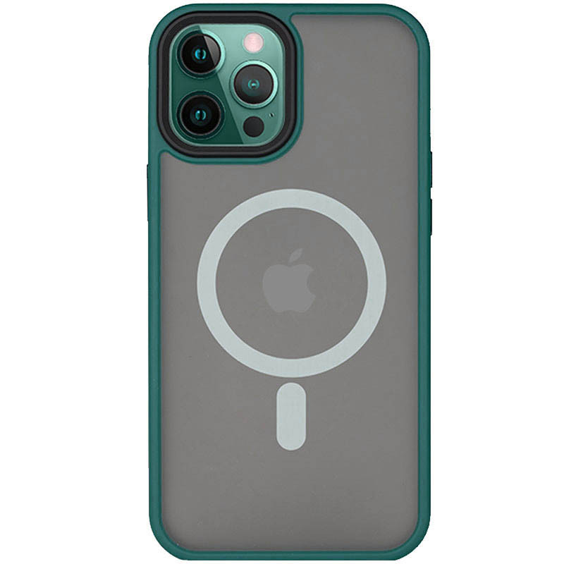 TPU+PC чохол Metal Buttons with Magnetic Fit для Apple iPhone 14 Pro (6.1") Зелений / Dark Green