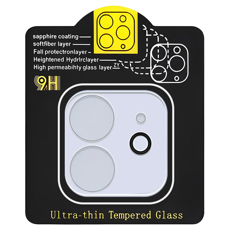 Захисне скло на камеру Full Block (тех.пак) для Apple iPhone 11 (6.1") Прозорий