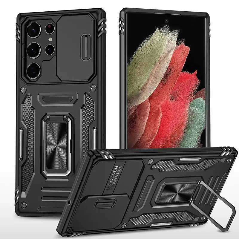 Ударостійкий чохол Camshield Army Ring для Samsung Galaxy S23 Ultra Чорний / Black