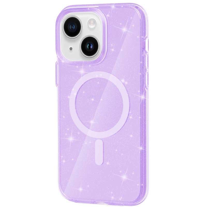 Чохол TPU Galaxy Sparkle Magnetic Fit для Apple iPhone 15 Plus (6.7") Purple+Glitter