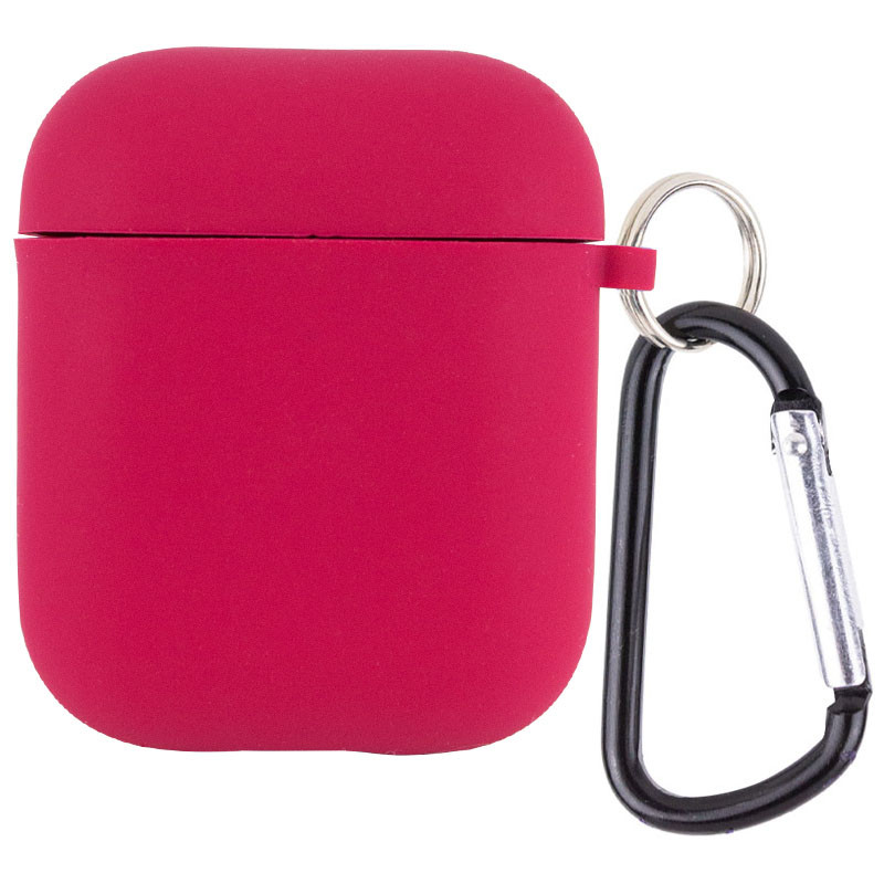 Силіконовий футляр з мікрофіброю для навушників Airpods 1/2 Червоний / Rose Red
