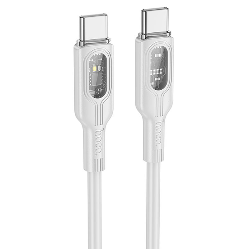 Дата кабель Hoco U120 Transparent explore intelligent power-off PD 60W Type-C to Type-C (1.2m) Gray