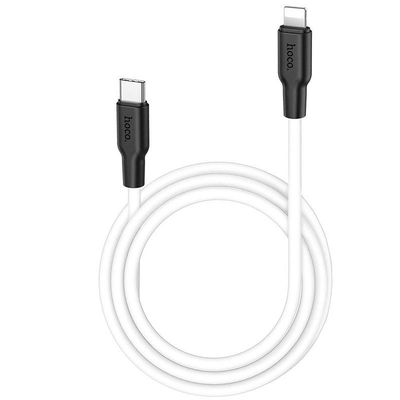 Дата кабель Hoco X21 Plus Silicone Type-C to Lightning (1m) Чорний / Білий