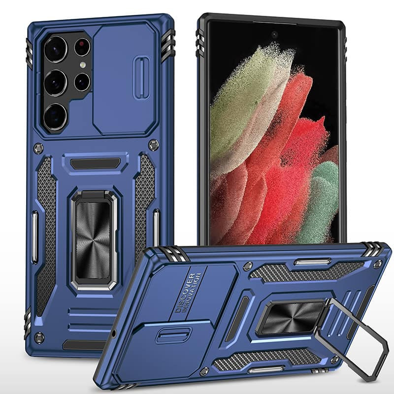 Ударостійкий чохол Camshield Army Ring для Samsung Galaxy S23 Ultra Синій / Navy