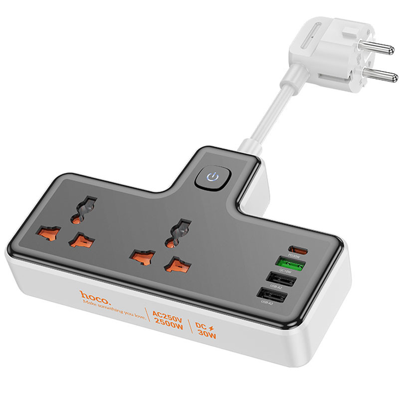Подовжувач Hoco AC12A Reise (PD30W/1C3A) +Socket Black