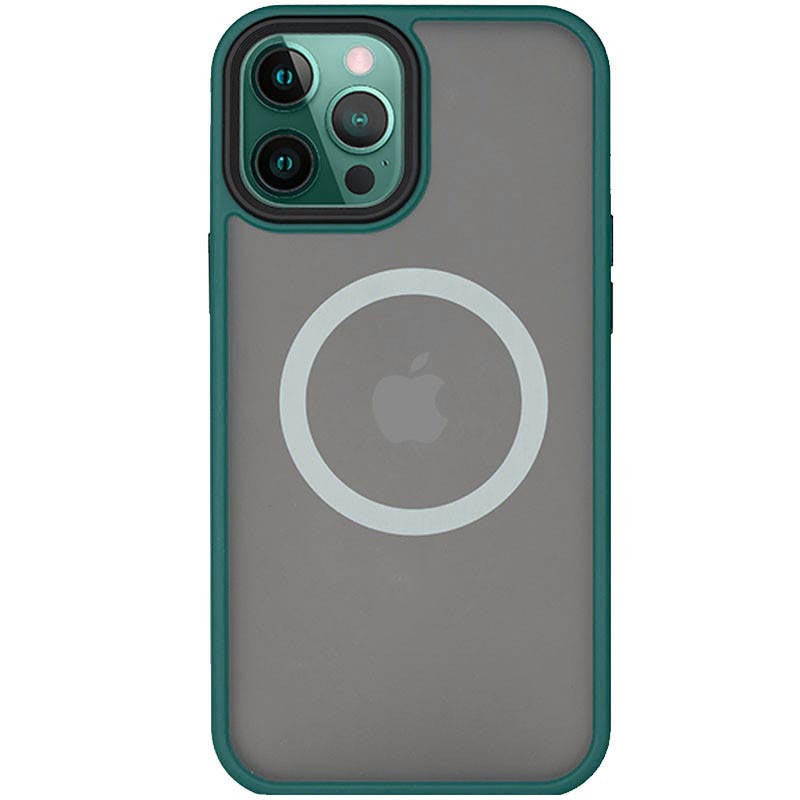 TPU+PC чохол Metal Buttons with Magnetic Fit для Apple iPhone 13 Pro Max (6.7") Зелений / Dark Green