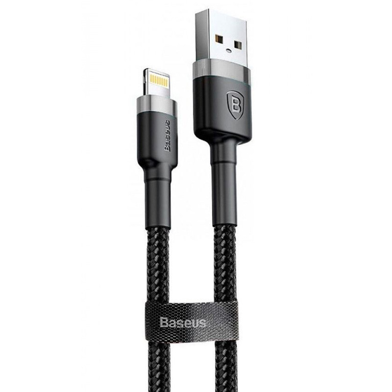 Дата кабель Baseus Cafule USB to Lightning 2.4A (1m) (CALKLF-B) Сірий / Чорний