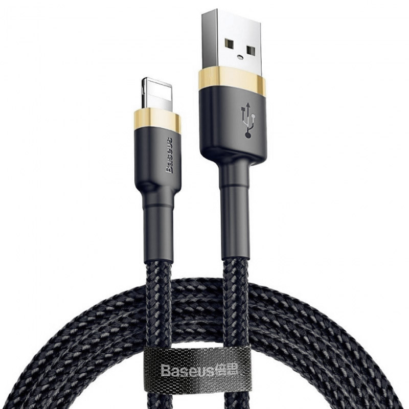 Дата кабель Baseus Cafule USB to Lightning 2.4A (1m) (CALKLF-B) Золотий / Чорний