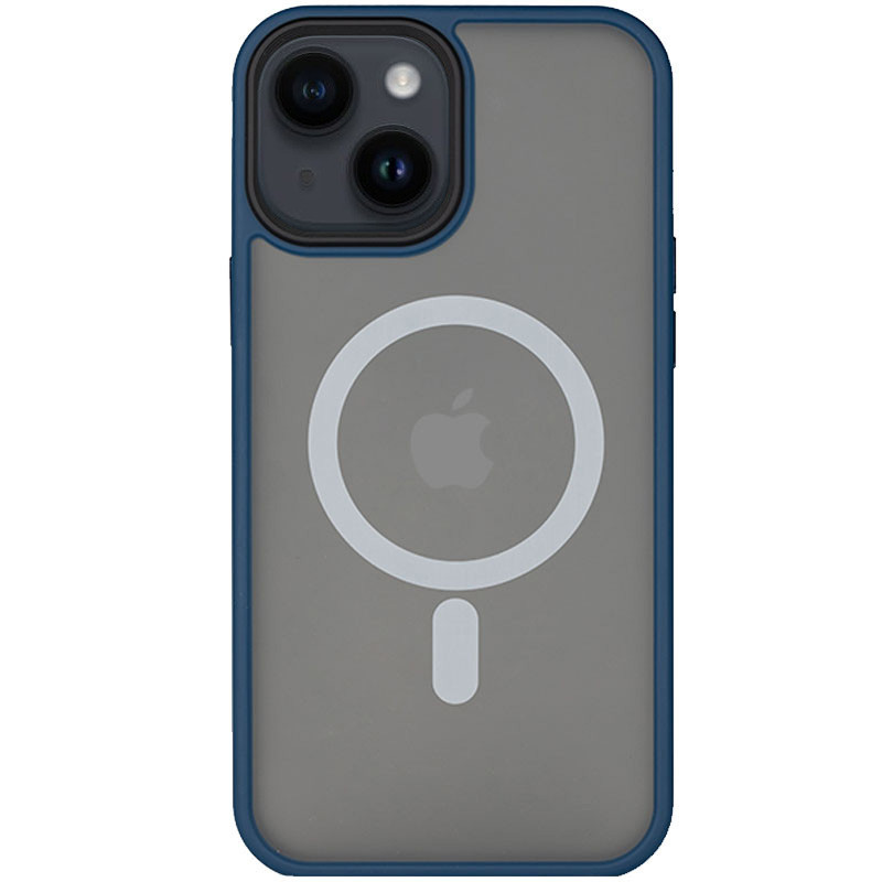TPU+PC чохол Metal Buttons with Magnetic Fit для Apple iPhone 14 / 13 (6.1") Синій / Navy Blue