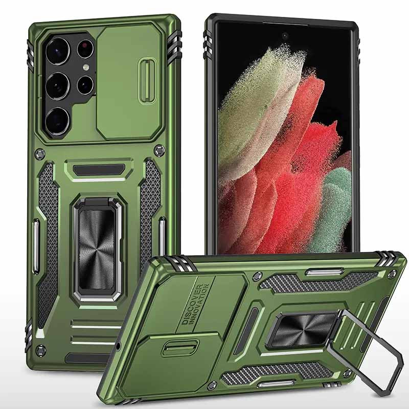 Ударостійкий чохол Camshield Army Ring для Samsung Galaxy S23 Ultra Оливковий / Army Green