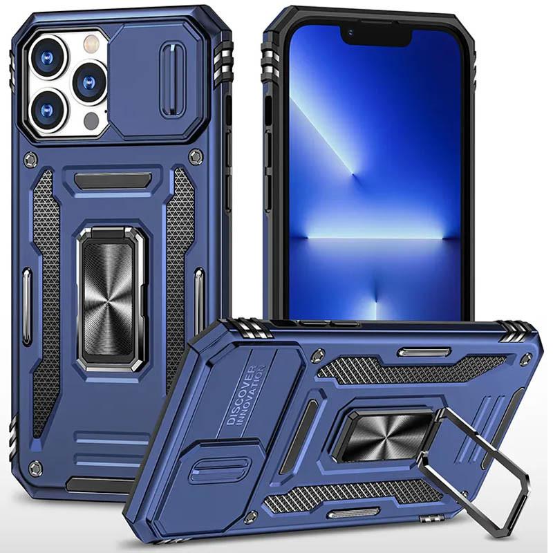 Ударостійкий чохол Camshield Army Ring для Apple iPhone 13 Pro Max (6.7") Синій / Navy
