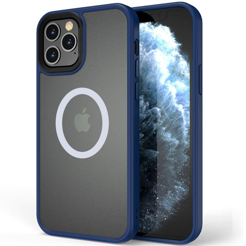 TPU+PC чохол Metal Buttons with Magnetic Fit для Apple iPhone 13 Pro Max (6.7") Синій / Navy Blue