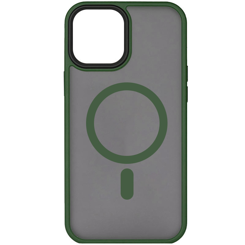 TPU+PC чохол Metal Buttons with Magnetic Fit для Apple iPhone 15 (6.1") Зелений / Dark Green