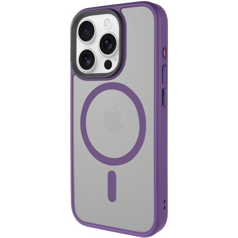 TPU+PC чохол Metal Buttons with Magnetic Fit для Apple iPhone 15 Pro (6.1") Темно-фіолетовий / Dark Purple