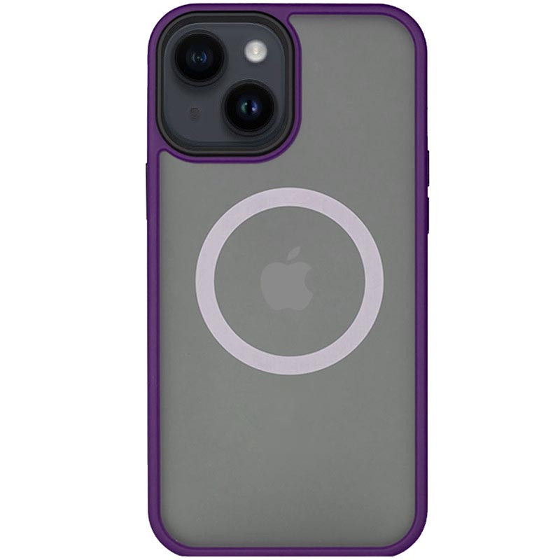 TPU+PC чохол Metal Buttons with Magnetic Fit для Apple iPhone 13 / 14 (6.1") Темно-фіолетовий / Dark Purple