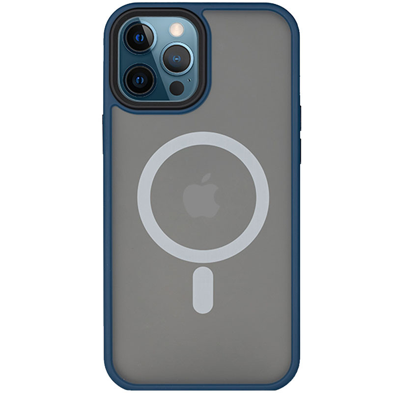 TPU+PC чохол Metal Buttons with Magnetic Fit для Apple iPhone 14 Pro (6.1") Синій / Navy Blue