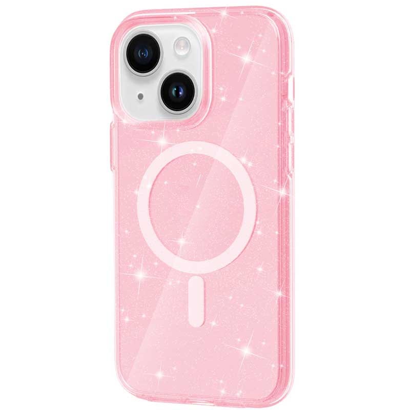 Чохол TPU Galaxy Sparkle Magnetic Fit для Apple iPhone 15 (6.1") Pink+Glitter