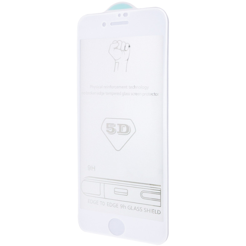Захисне скло 5D Hard (full glue) (тех.пак) для Apple iPhone 7 / 8 / SE (2020) (4.7") Білий