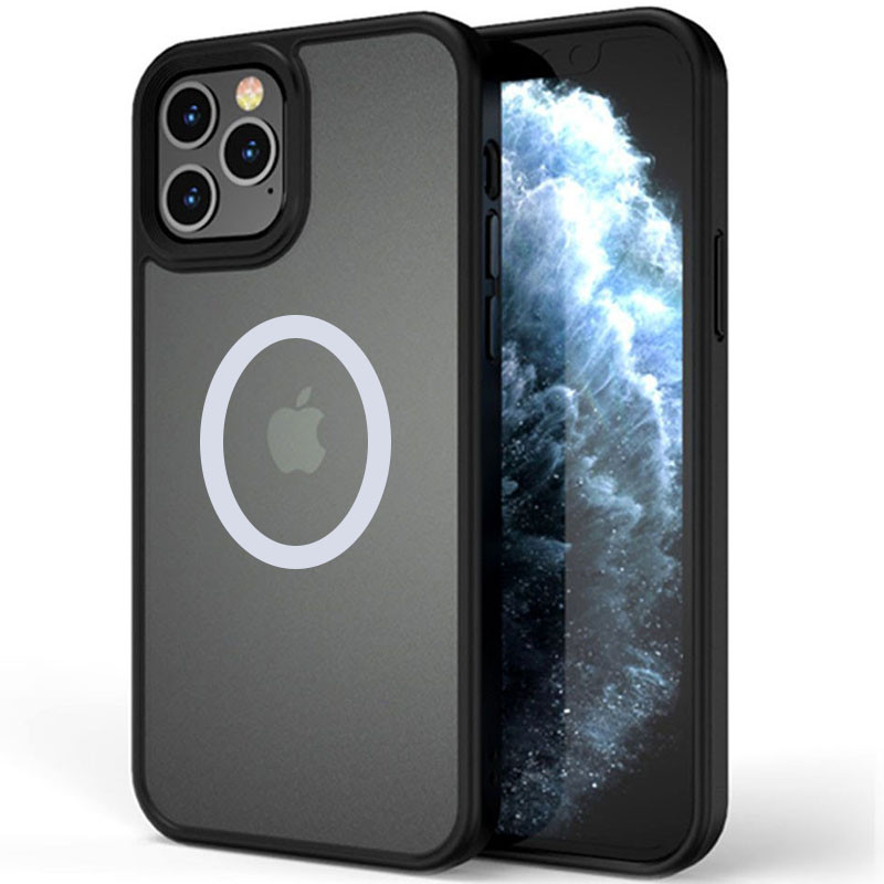 TPU+PC чохол Metal Buttons with Magnetic Fit для Apple iPhone 12 Pro Max (6.7") Чорний / Black