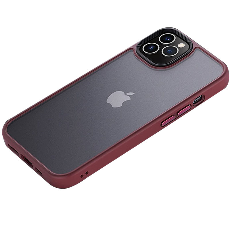 TPU+PC чохол Metal Buttons для Apple iPhone 12 Pro Max (6.7") Бордовий / Wine Red