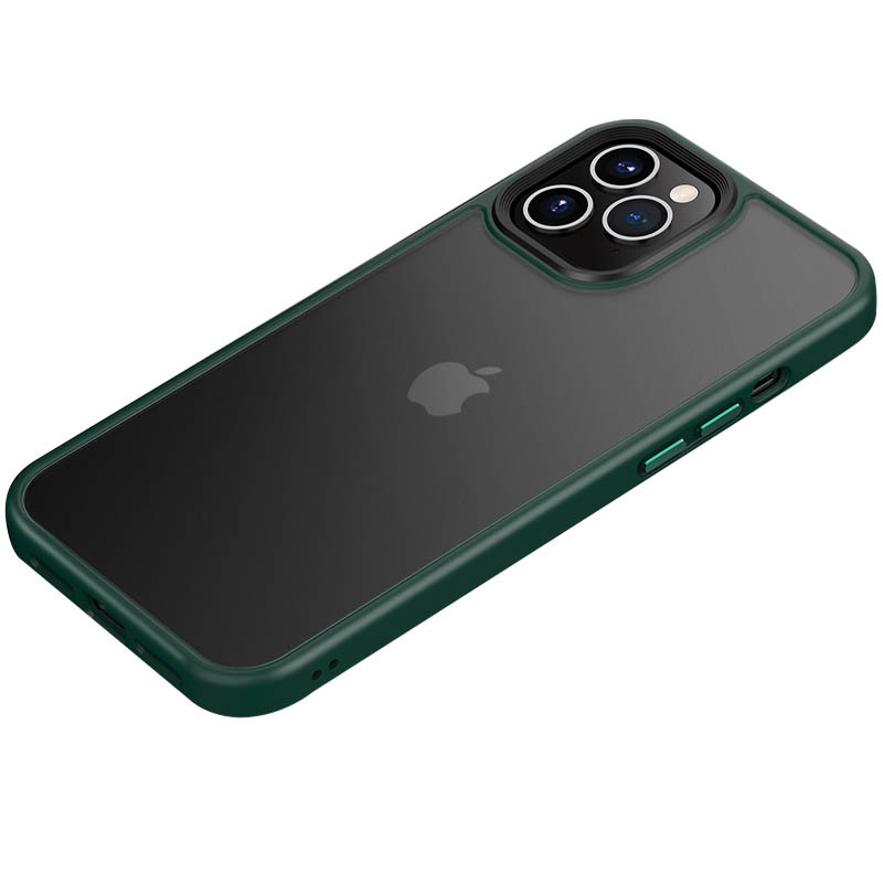 TPU+PC чохол Metal Buttons для Apple iPhone 12 Pro / 12 (6.1") Зелений / Dark Green