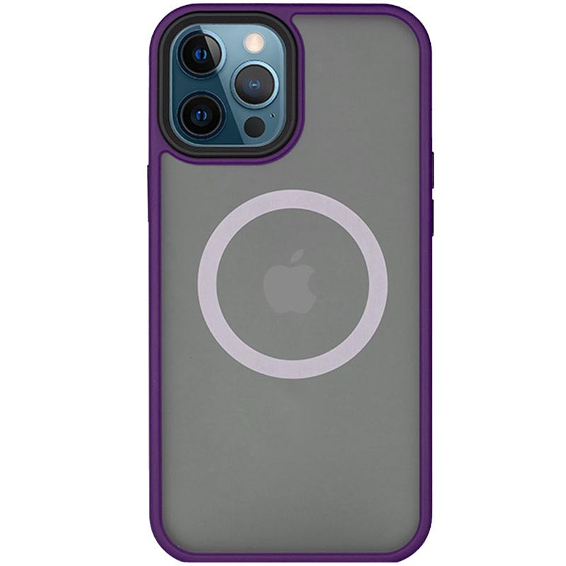 TPU+PC чохол Metal Buttons with Magnetic Fit для Apple iPhone 13 Pro (6.1") Темно-фіолетовий / Dark Purple